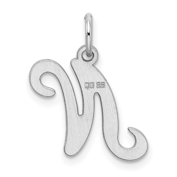 Sterling Silver, Sophia Collection, Small Script Initial N Pendant - Picture 3 of 5